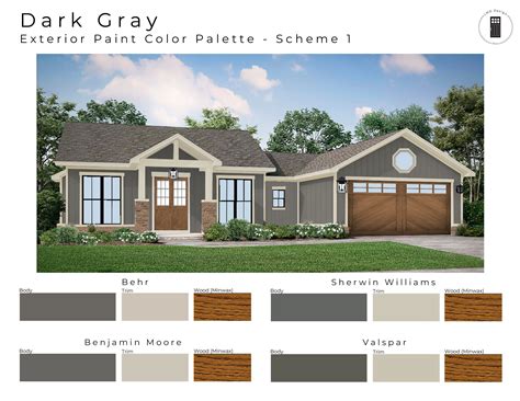 Gray Charcoal Exterior Paint Palettes | Dark Gray Exterior House Color