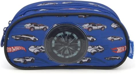 Estojo Duplo Hot Wheels Azul Mundo Do Estudante