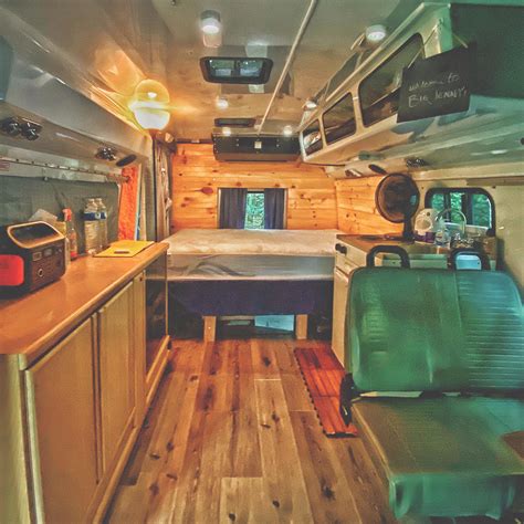 Interior of my budget-build shuttle bus conversion : r/vandwellers