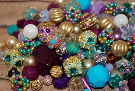 30 Piece Royal Peacock Bead Mix By Lilah Ann Beads Etsy