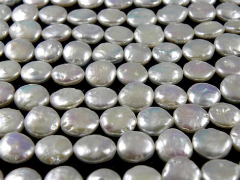 Freshwater Coin Pearl Beads Flat Round White About 12mm