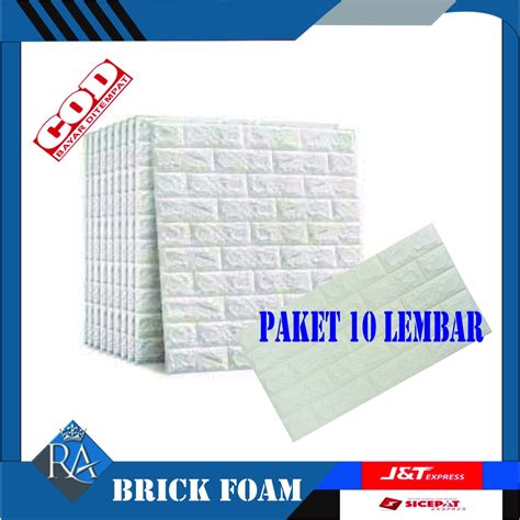 Jual Paket Lembar Wallpaper Dinding Foam Timbul D Bata Putih