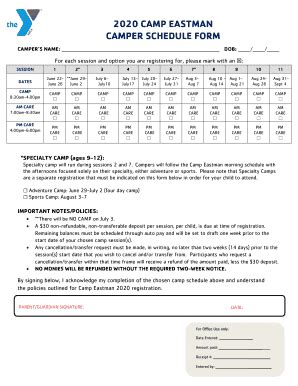 Fillable Online CAMPERS NAME DOB Fax Email Print PdfFiller