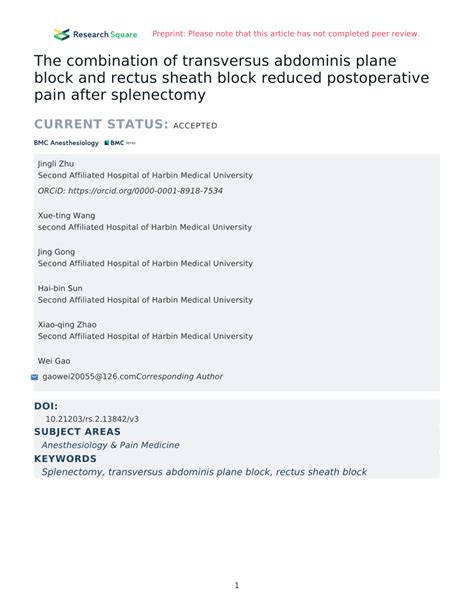 PDF The Combination Of Transversus Abdominis Plane Block And Rectus