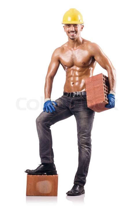 Sexy Construction Worker With Bricks Stock Image Colourbox