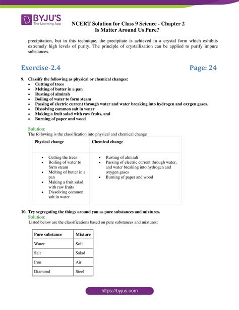 NCERT Solutions For Class 9 Science Chapter 2 Is Matter Around Us Pure