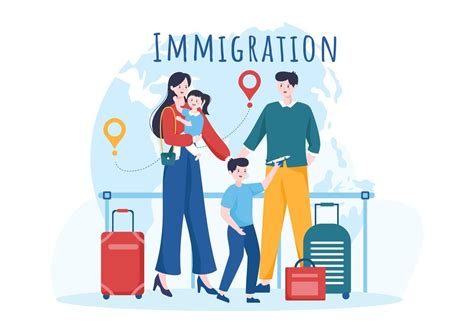 Immigration Template Hand Drawn Cartoon Flat Illustration of Document ...