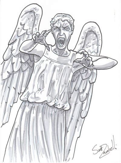 Weeping Angels Dr Who 5x7 Grey Scale Commissions By Theartofscott On