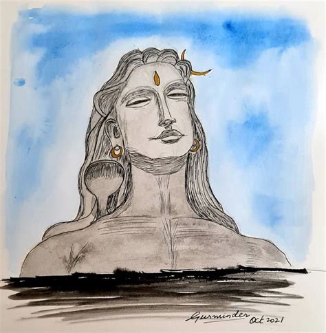 Adiyogi | Watercolor sketch, Pen and wash, Watercolor