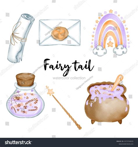 Collection Fairy Tale Characters Mythological Objects Stock Vector