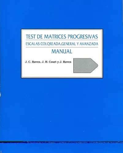 Test De Matrices Progresivas Manual Escalas Coloreada Gen Mercadolibre