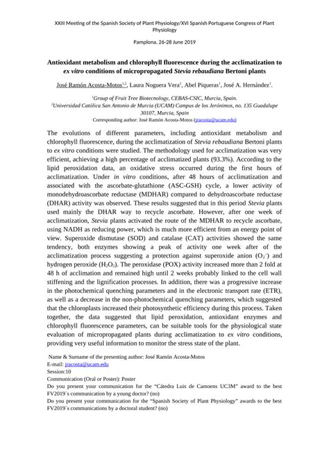 PDF Antioxidant Metabolism And Chlorophyll Fluorescence During The