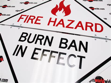 Buy our "Folding Fire Hazard Burn Ban" sign from Signs World Wide