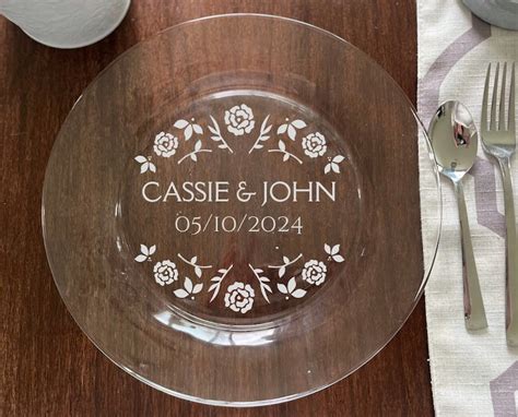 Plate With Name For Wedding Etched Glass T Table Décor Etsy