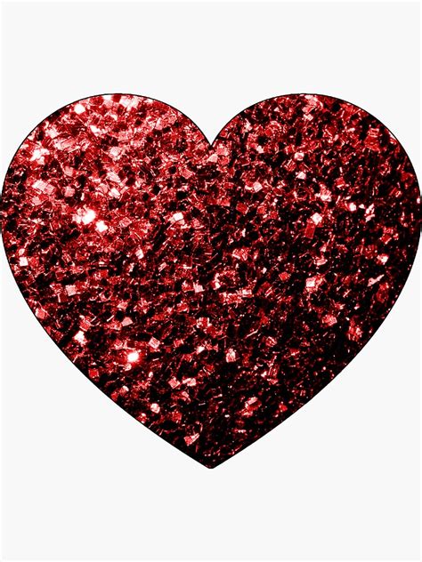 Dark Red Heart Faux Glitter Sparkles On White Sticker For Sale By