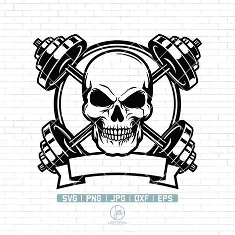 Skull Fitness Svg Fitness Gym Logo Skull Svg Barbell Gym Etsy