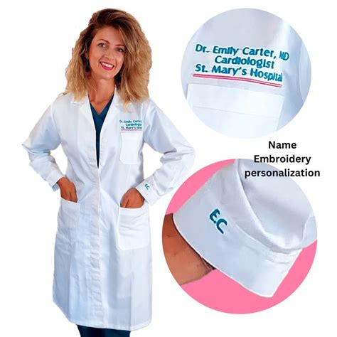 Lab Coat Personalized Medical Lab Coats Custom Embroidered White