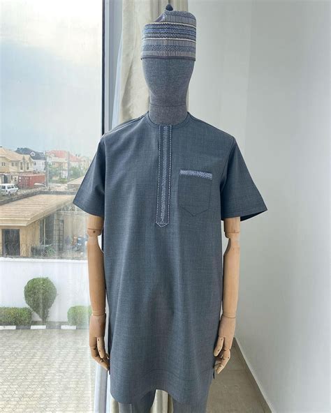 Shop Irish Grey Traditional Embroidery Afircan Kaftan Deji And Kola