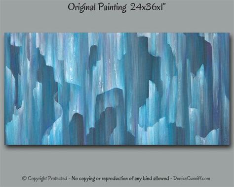 Turquoise blue and gray home decor, Abstract painting, Wide wall art, Teal & grey wall decor ...