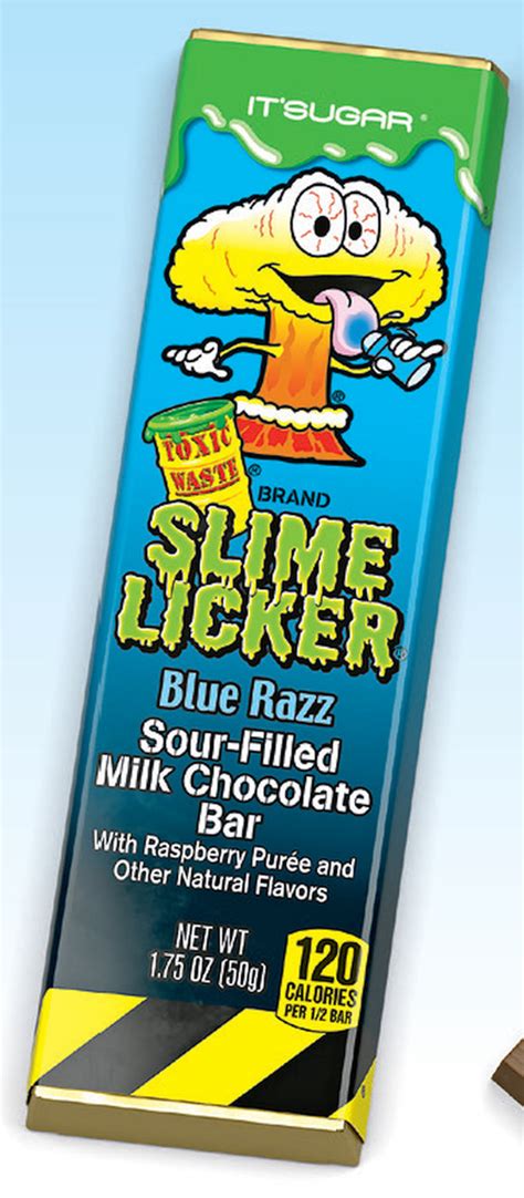 Toxic Waste Slime Licker Blue Razz Chocolate Bar 175oz X 24 Units