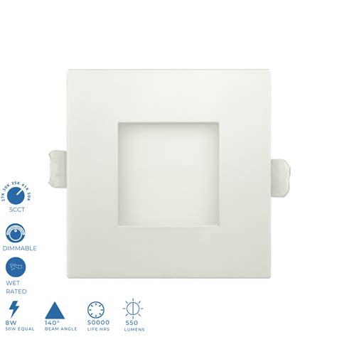 Perlglow Inch Slim Square White Downlight Luminaire Fire Rated