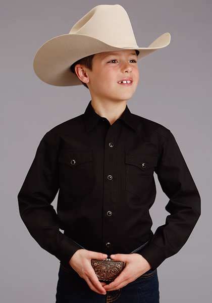 Stetson Old West Boys Western Cowboy Snap Shirt ~ BLACK