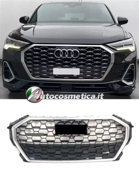 GRILLE CALANDRE PANNEAU Centrale ABS Noir Bordure Chrome Pour Audi Q3