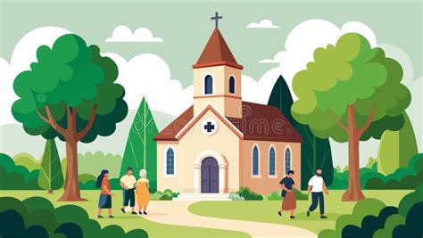 colonialstyle stone church stock illustrations  colonialstyle stone