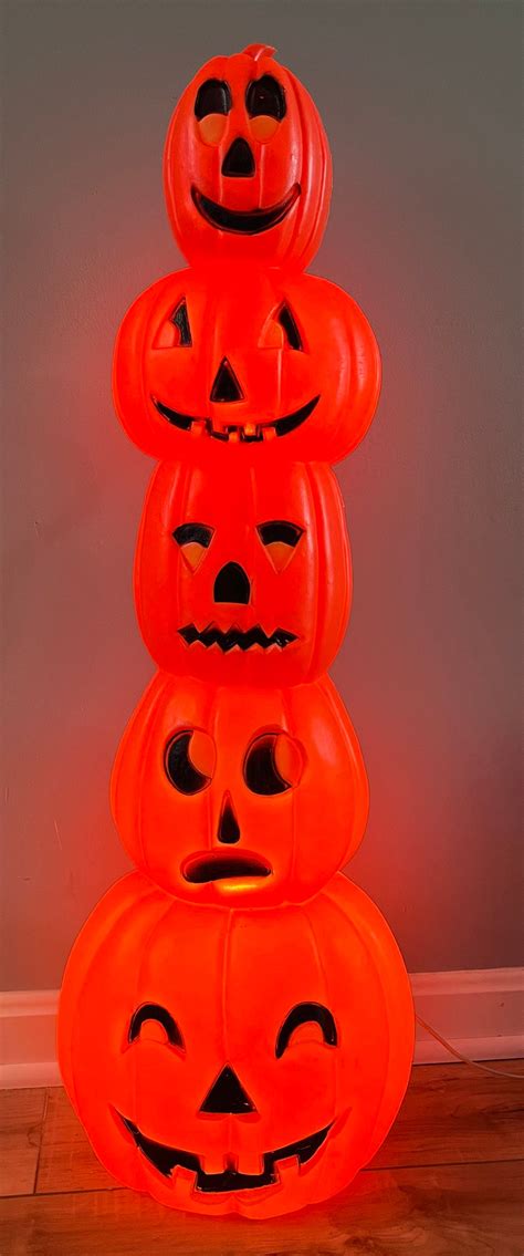 Vintage Halloween Blow Mold Stacked Pumpkins Etsy