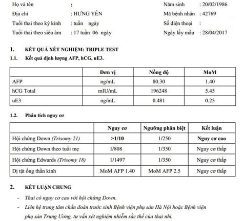 Hình ảnh kết quả xét nghiệm nipt Tất cả những thông tin cần bạn biết