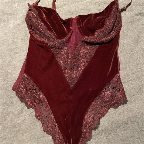 Red Velvet And Lace Lingerie Singlet Depop