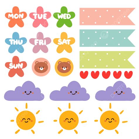 Planner Stickers Diary Vector Design Images Set Of Planner Sticker For