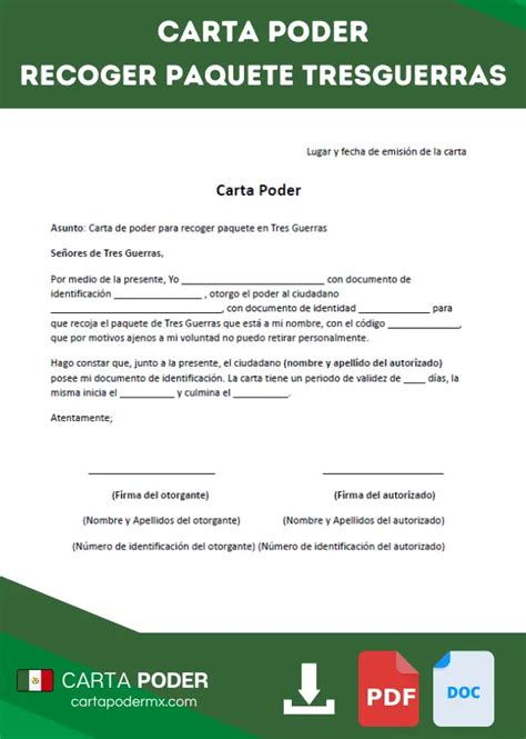 Carta Poder Para Recoger Paquete En Tresguerras