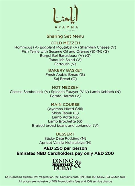 Menu of Ayamna, Atlantis The Palm, Dubai, Dubai | EazyDiner