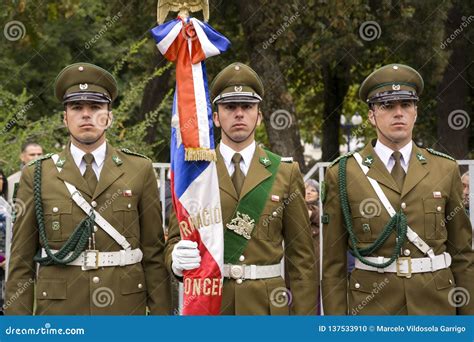 Carabineros De Chile Carrying the Institutional Banner Editorial Image ...