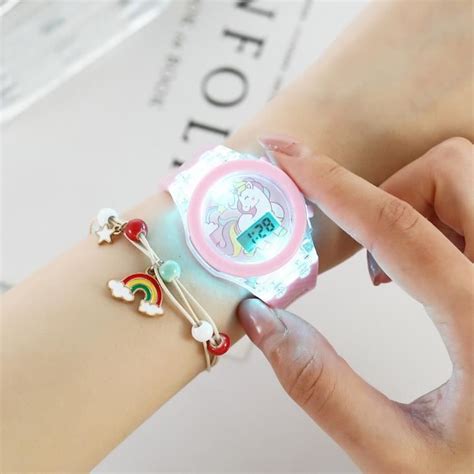 Sharphy Coffret Montre Enfant Fille Bracelet Arc En Ciel Lumineux