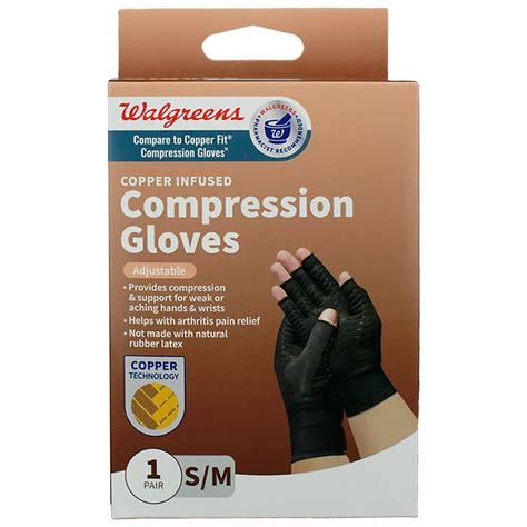 Walgreens Copper Infused Compression Gloves Sm Black Walgreens