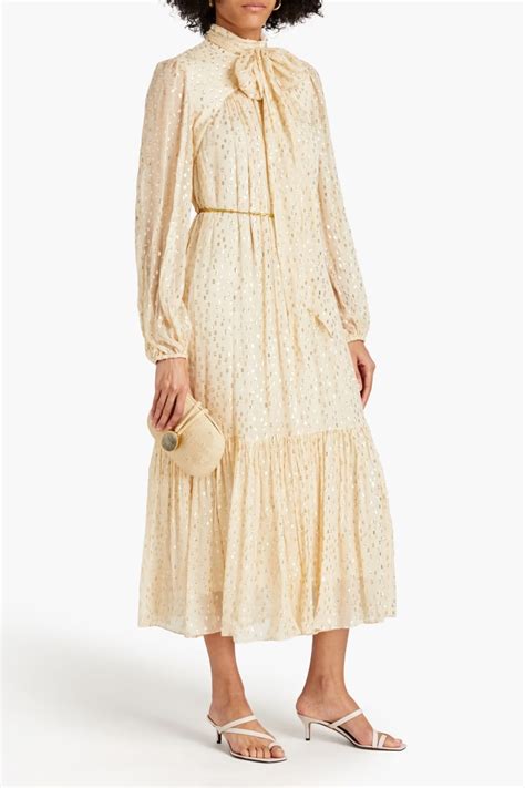 Sale On Zimmermann Metallic Fil Coupé Silk Blend Crepon Midi Dress