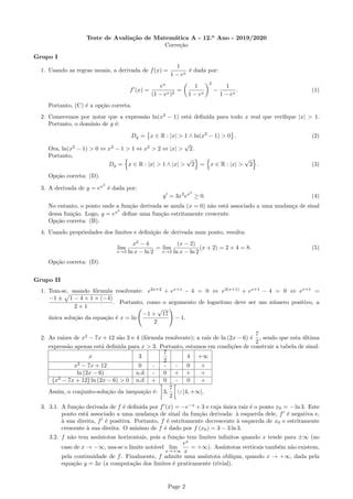 Teste Sobre Exponenciais E Logaritmos Resolvido Ano Fev Pdf