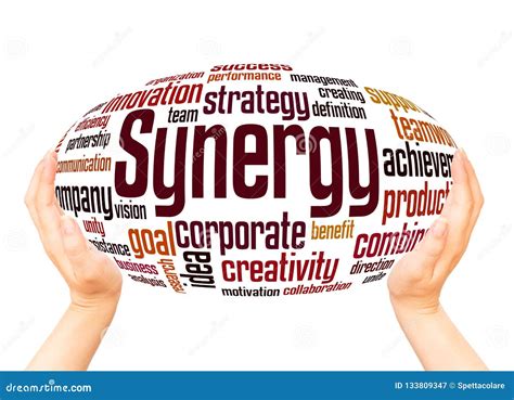 Synergy Word Cloud Hand Sphere Concept Stock Image Image Of