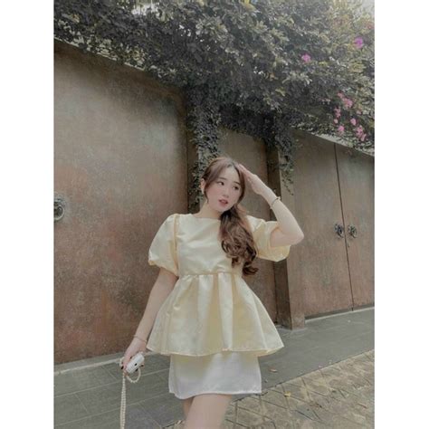 SET ÁO BBD NÚT LƯNG NUDE KÈM CHÂN VÁY FORM A trả hàng trước tết BigBuy360 bigbuy360 vn