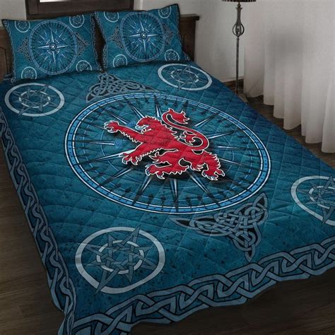 Aio Pride Scotland Celtic Quilt Bed Set Celtic Compass With Scottish