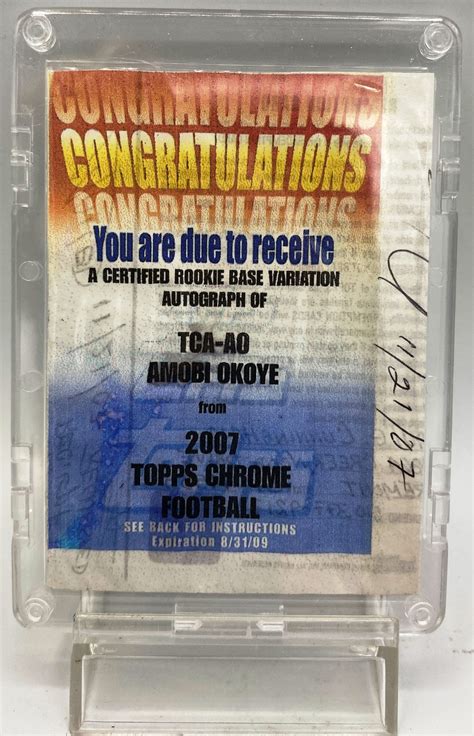 2007 Topps Chrome Rookie Autograph Issue Amobi Okoye Card TC226