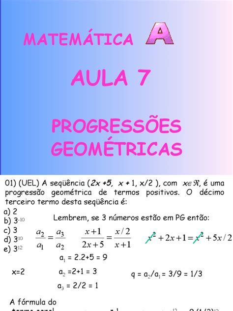 Matemática Ppt Aula 07 Sequências Pg Sequência Estruturas