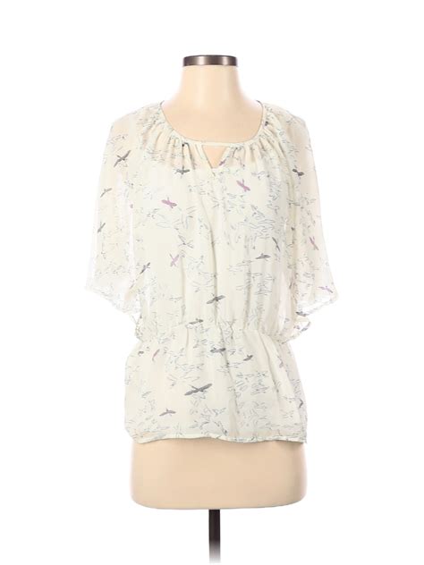 Daniel Rainn 100 Polyester Floral Ivory 3 4 Sleeve Blouse Size S 82