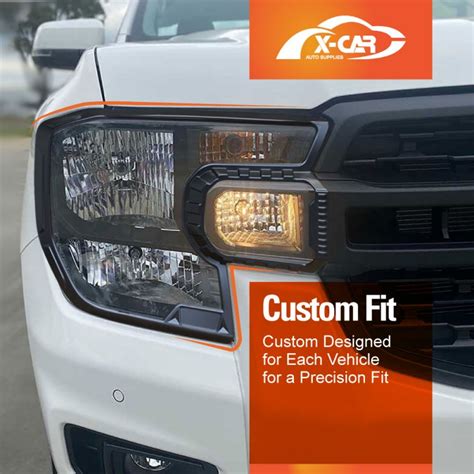 Headlight Trim For Ford Ranger Next Gen Xls Xl Matt Black