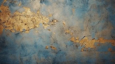 Un Primer Plano De Una Pared Azul Y Amarilla Con Una Superficie Oxidada