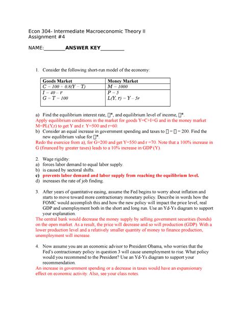 Econ Intermediate Macroeconomic Theory Ii Assignment Studocu