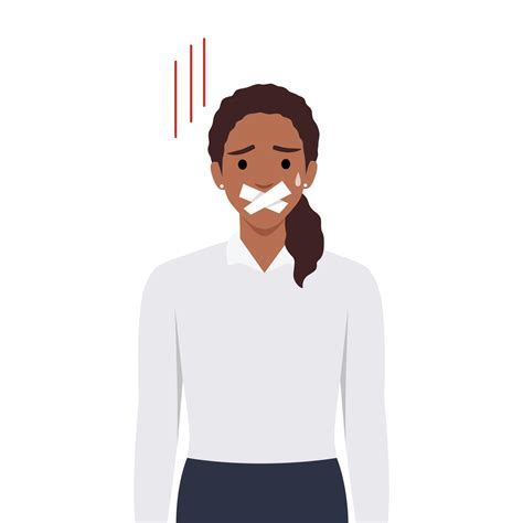 portrait  attractive brunette young woman silenced  mouth covered