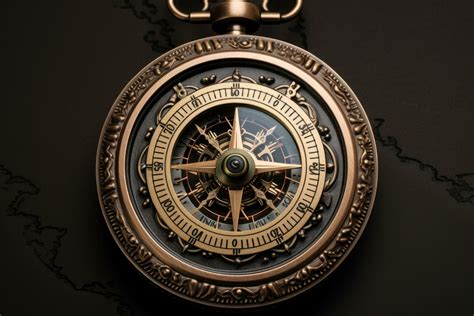 Compass on a dark background. Close-up. Travel concept, Retro compass ...